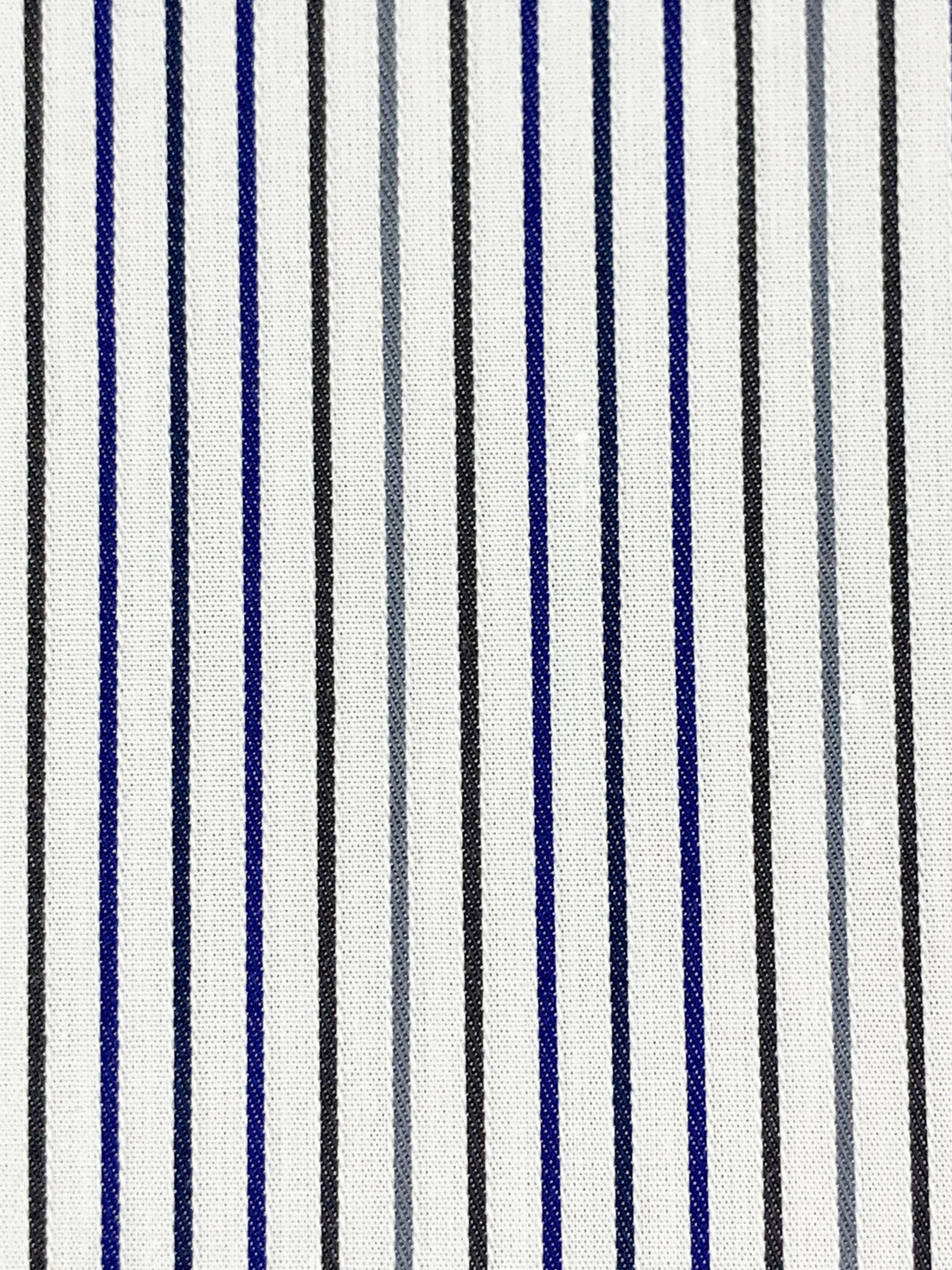 White/Dark Gunmetal/Dark Royal Blue/Multi 100% Cotton Vertical Stripe Weave Shirting 60W