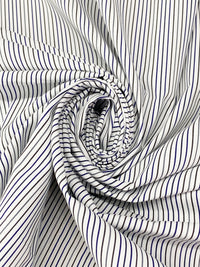 White/Dark Gunmetal/Dark Royal Blue/Multi 100% Cotton Vertical Stripe Weave Shirting 60W