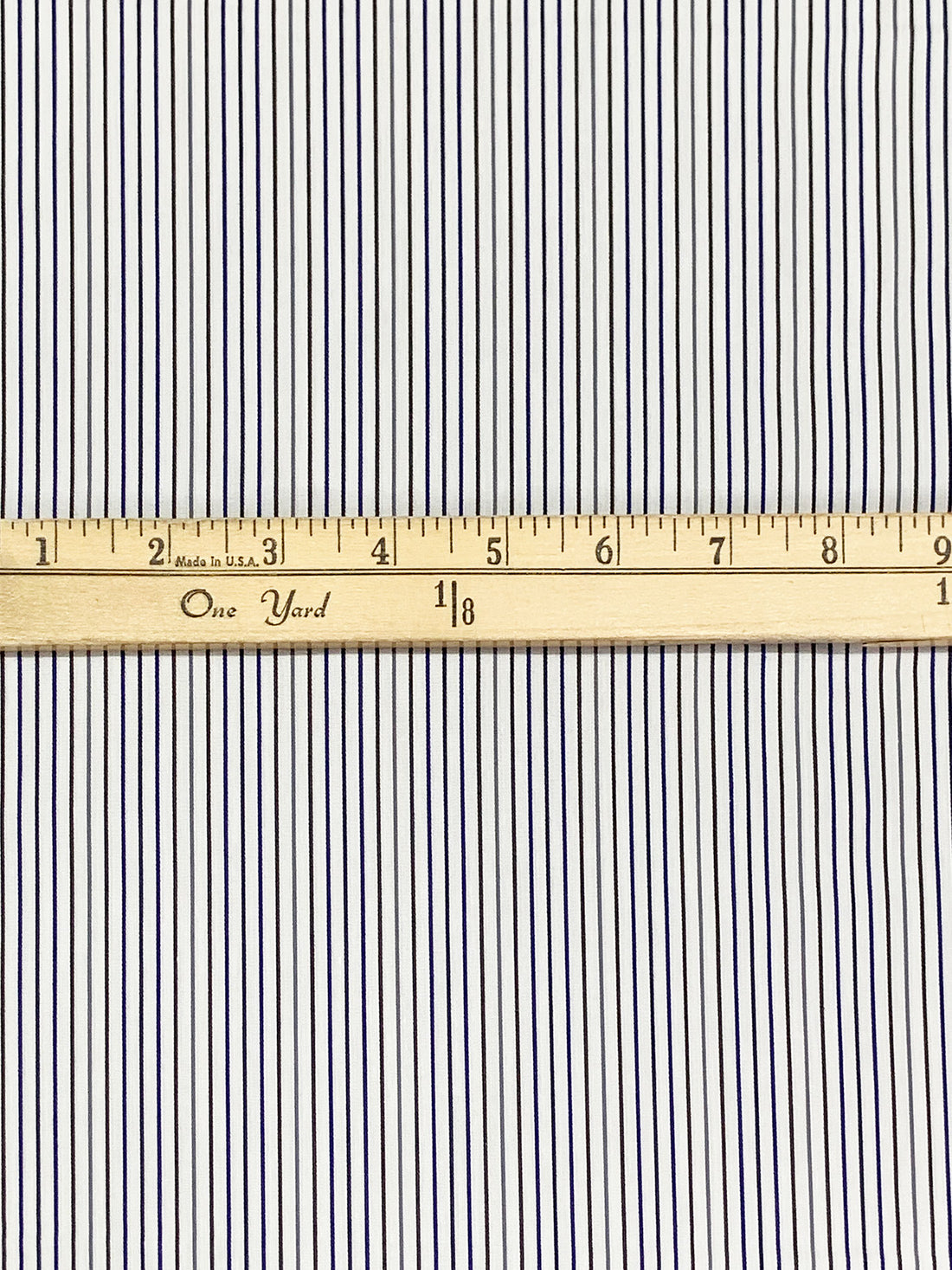 White/Dark Gunmetal/Dark Royal Blue/Multi 100% Cotton Vertical Stripe Weave Shirting 60W