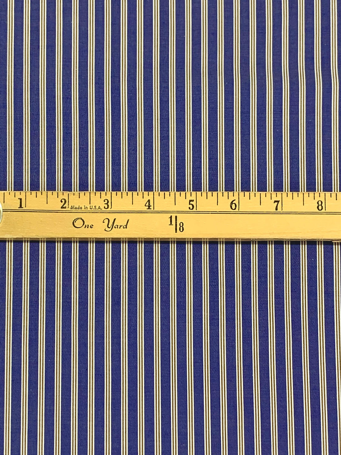 Dark Blue/Raw Umber/White 100% Cotton Vertical Stripe Weave Shirting 58W