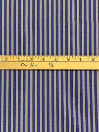 Dark Blue/Raw Umber/White 100% Cotton Vertical Stripe Weave Shirting 58W