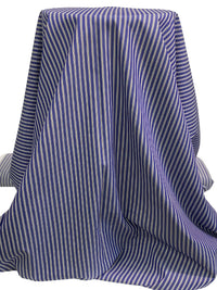 Dark Blue/Raw Umber/White 100% Cotton Vertical Stripe Weave Shirting 58W