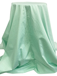 Soft Tea Green/Pine 100% Cotton Vertical Stripe Weave Shirting 60W