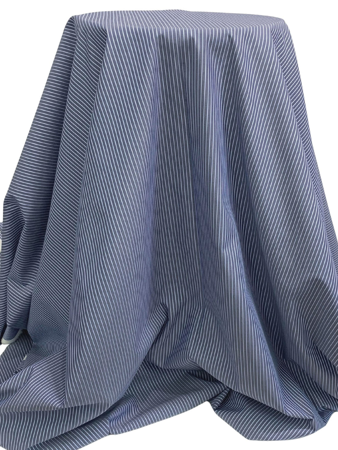 Navy/White/Vista Blue 100% Cotton Vertical Stripe Weave Shirting 60W