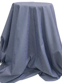 Navy/White/Vista Blue 100% Cotton Vertical Stripe Weave Shirting 60W
