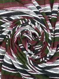 Olive/Cream White/Dark Red/Multi Polyester/Lycra Wide Rib Knit - Michael Stars - 58W