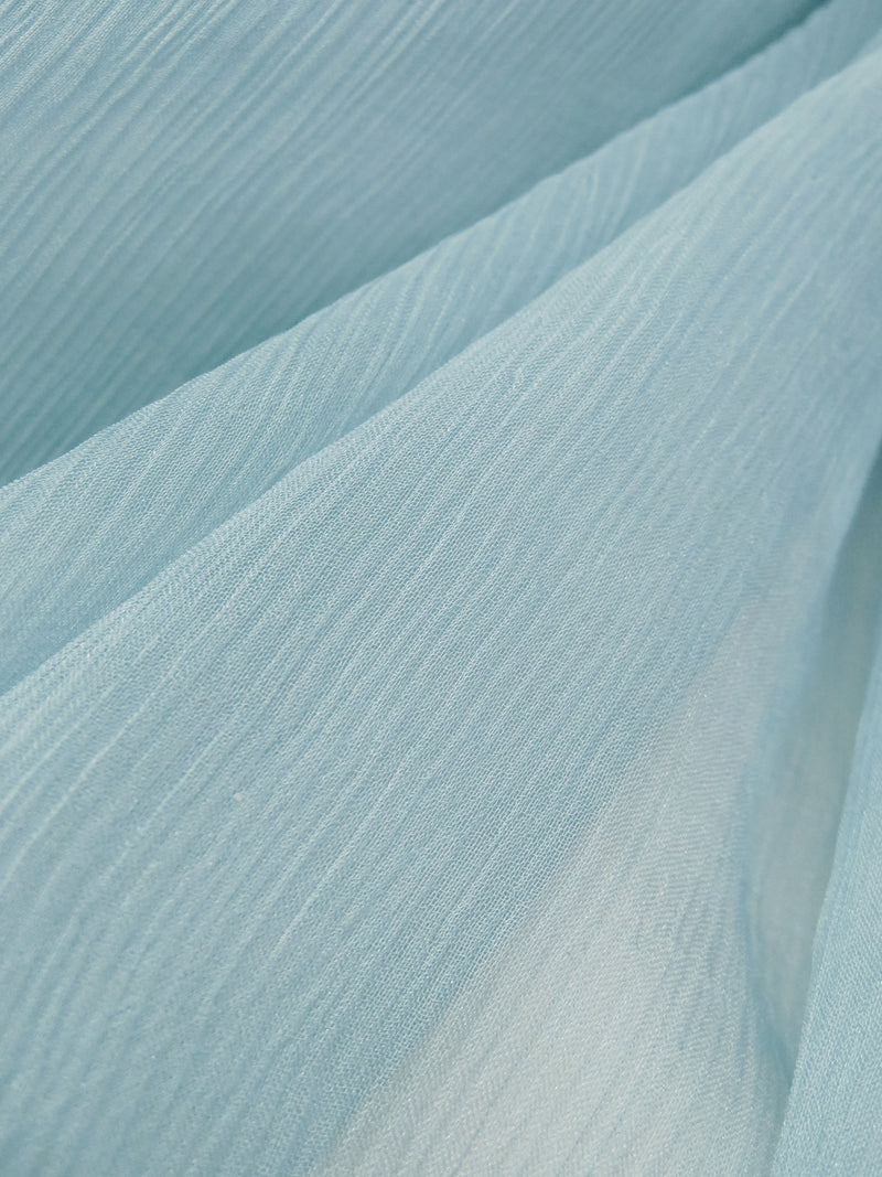 Dusty Sky Blue 100% Silk Crinkle Chiffon 41W