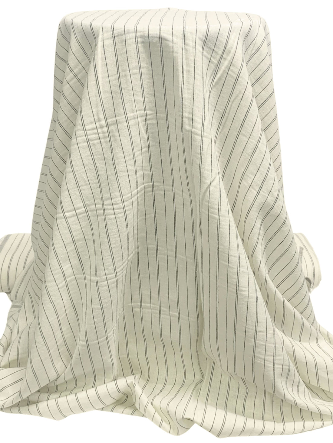 Pale Cream Hemp/Organic Cotton Vertical Stripe Shirt Weight Woven 56W