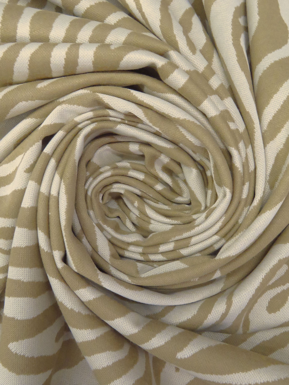 Creamy Tan/Sand Dune 100% Polyester Zebra Weave Jacquard Double Knit 58W