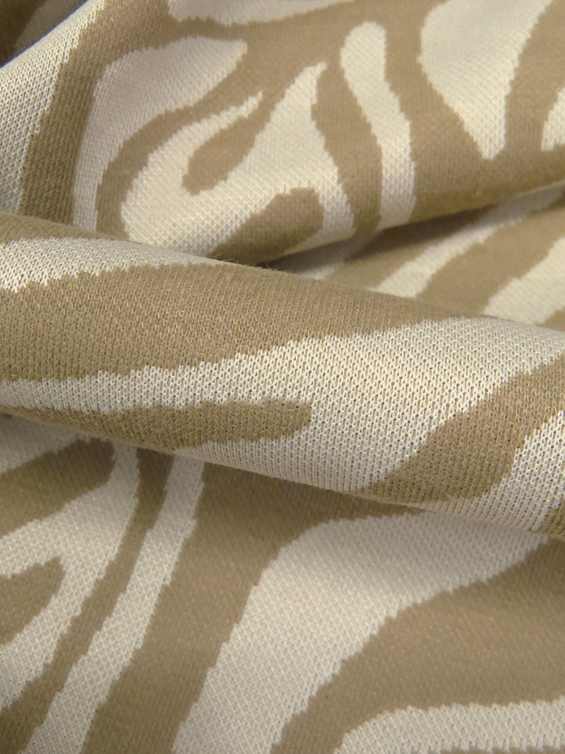 Creamy Tan/Sand Dune 100% Polyester Zebra Weave Jacquard Double Knit 58W