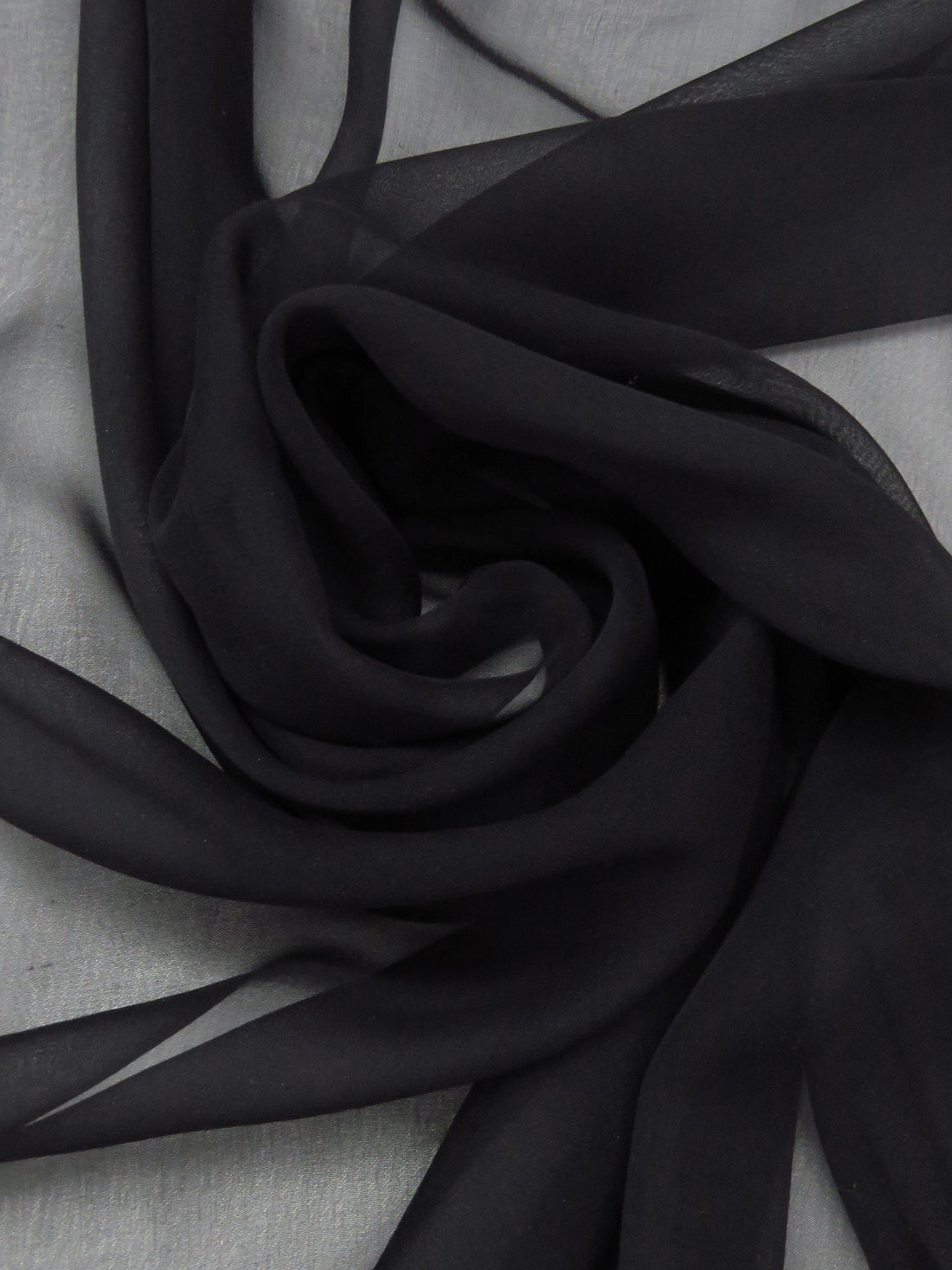 Ink Black 100% Silk Chiffon 43W