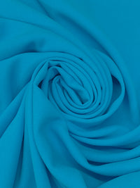 Cyan Cornflower Blue 100% Polyester Satin-Back Crepe Suiting - Black Halo - 58W