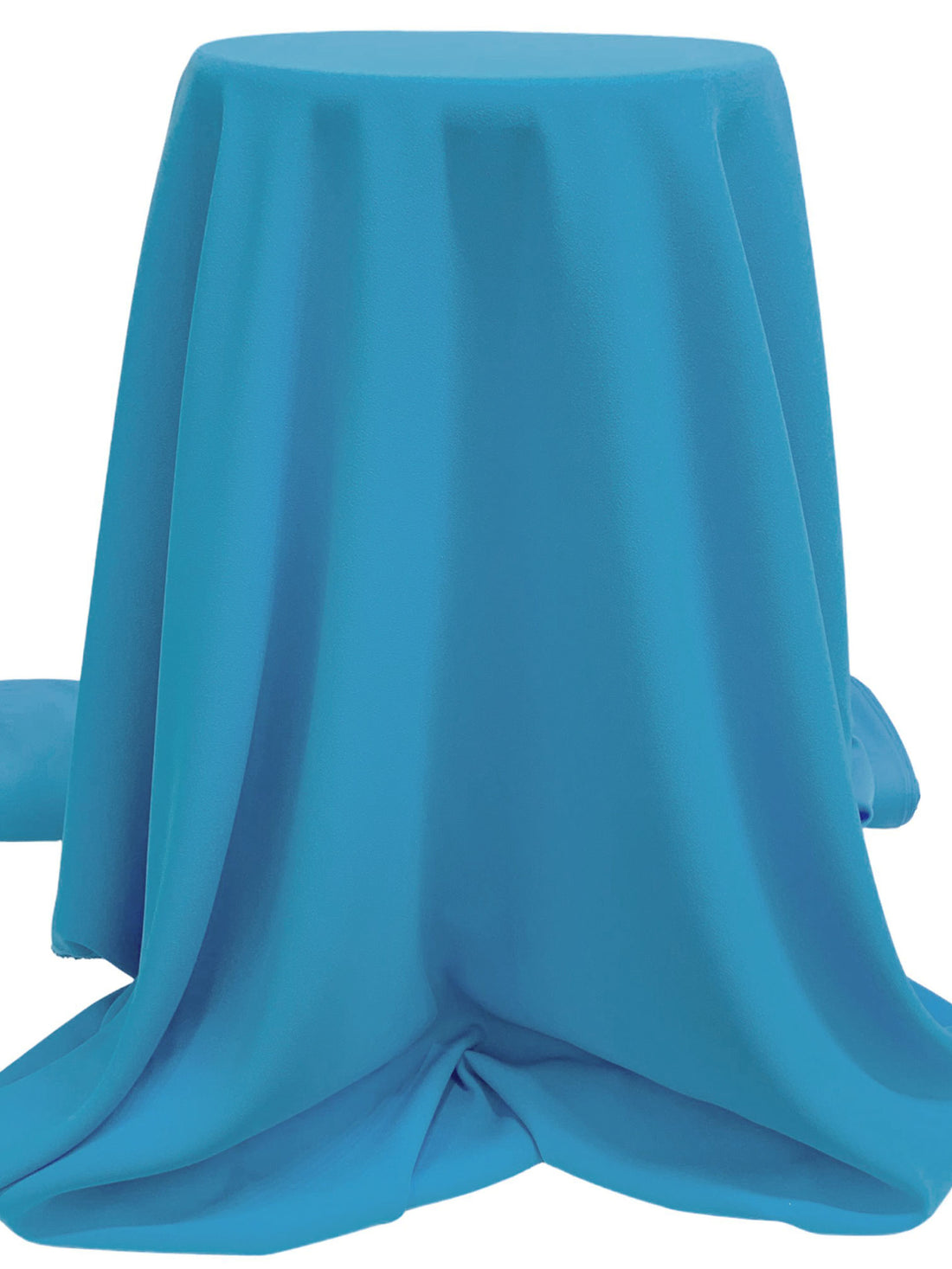 Cyan Cornflower Blue 100% Polyester Satin-Back Crepe Suiting - Black Halo - 58W