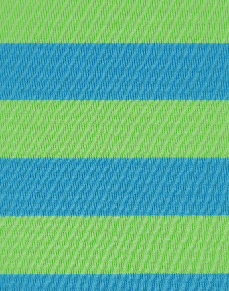 Pistachio Green/Cerulean Cotton/Polyester Horizontal Stripe Jersey Knit 60W