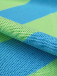 Pistachio Green/Cerulean Cotton/Polyester Horizontal Stripe Jersey Knit 60W