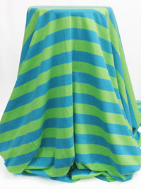 Pistachio Green/Cerulean Cotton/Polyester Horizontal Stripe Jersey Knit 60W