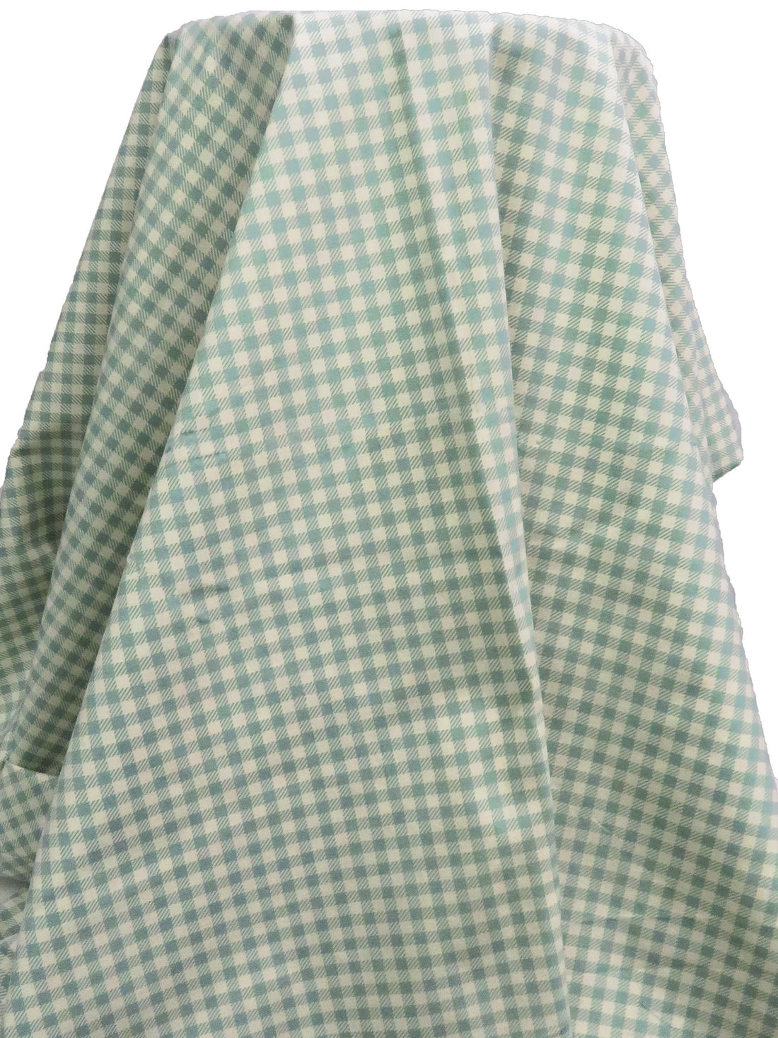 Cream/Powder Blue Polyester/Cotton/Lycra Check Plaid Stretch Suiting - NY Designer - 56W