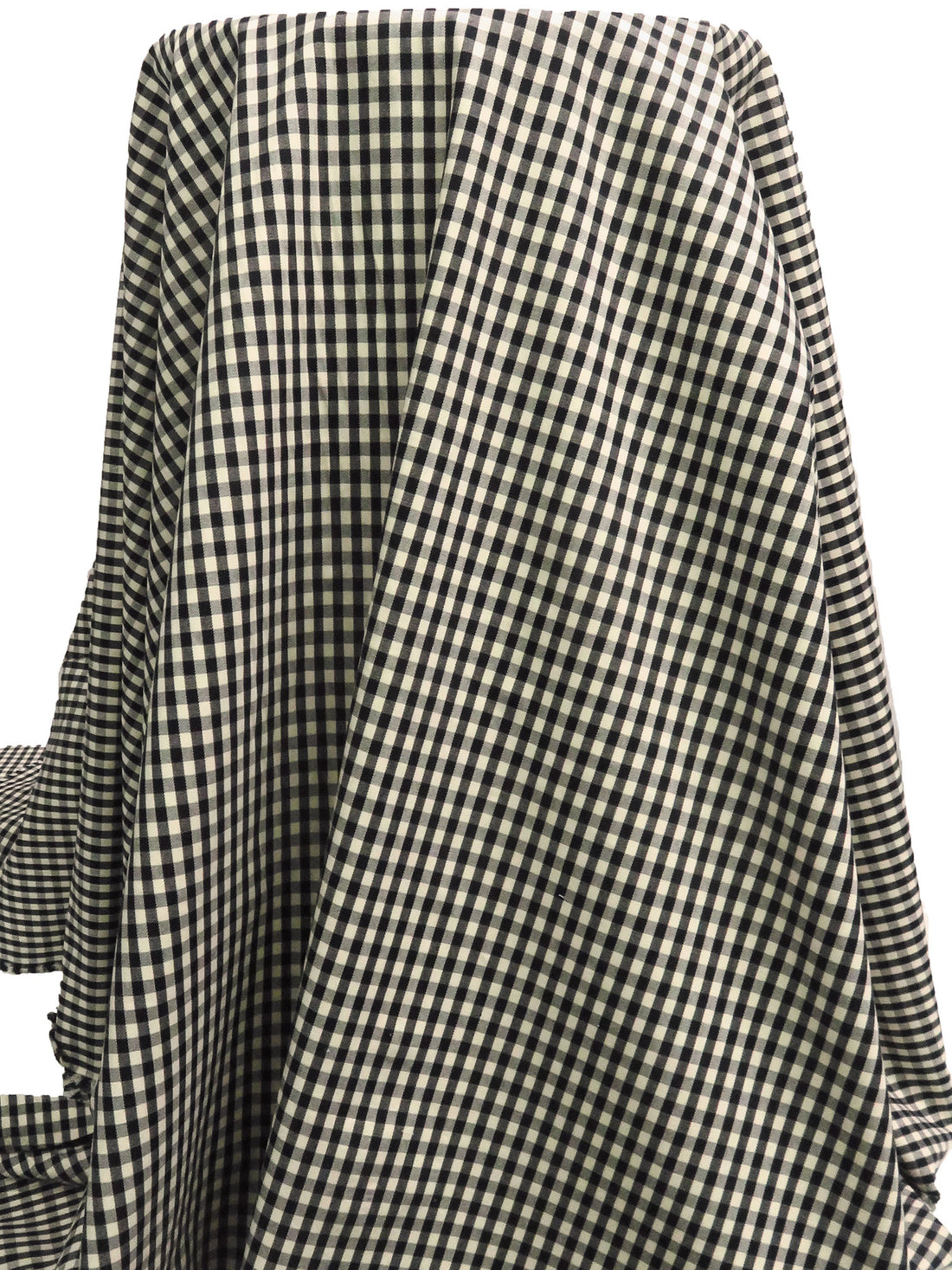 Cream/Black Cotton/Lycra Gingham Check Weave Suiting - NY Designer - 58W