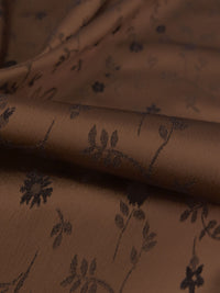 Chocolate Brown Acetate/Polyester/Lycra Floral Weave Jacquard Stretch Satin 38W