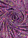 Dark Lavender/June Bud/Amaranth/Multi Polyester/Lycra Abstract Warp Print Jersey Knit 59W