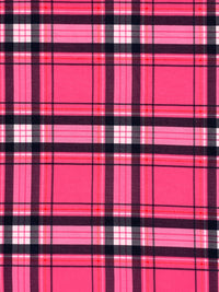 French Rose Pink/Black/White/Coral Polyester/Lycra Plaid Print Brushed Jersey Knit 57W