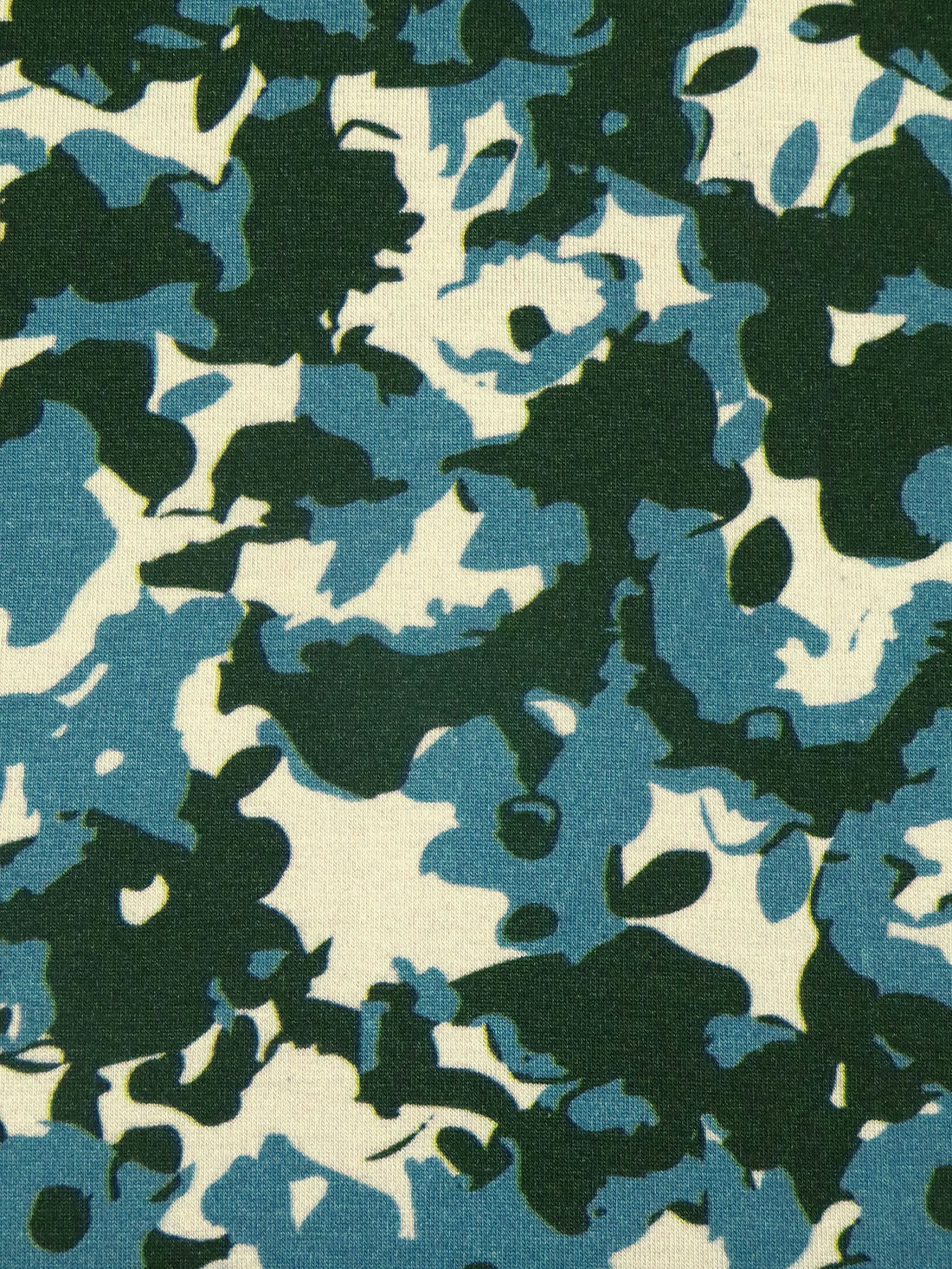 Teal Blue/Very Deep Green/Beige Modal/Lycra Abstract Print Jersey Knit 56W