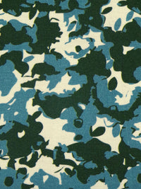 Teal Blue/Very Deep Green/Beige Modal/Lycra Abstract Print Jersey Knit 56W