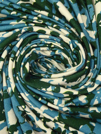 Teal Blue/Very Deep Green/Beige Modal/Lycra Abstract Print Jersey Knit 56W