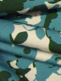 Teal Blue/Very Deep Green/Beige Modal/Lycra Abstract Print Jersey Knit 56W