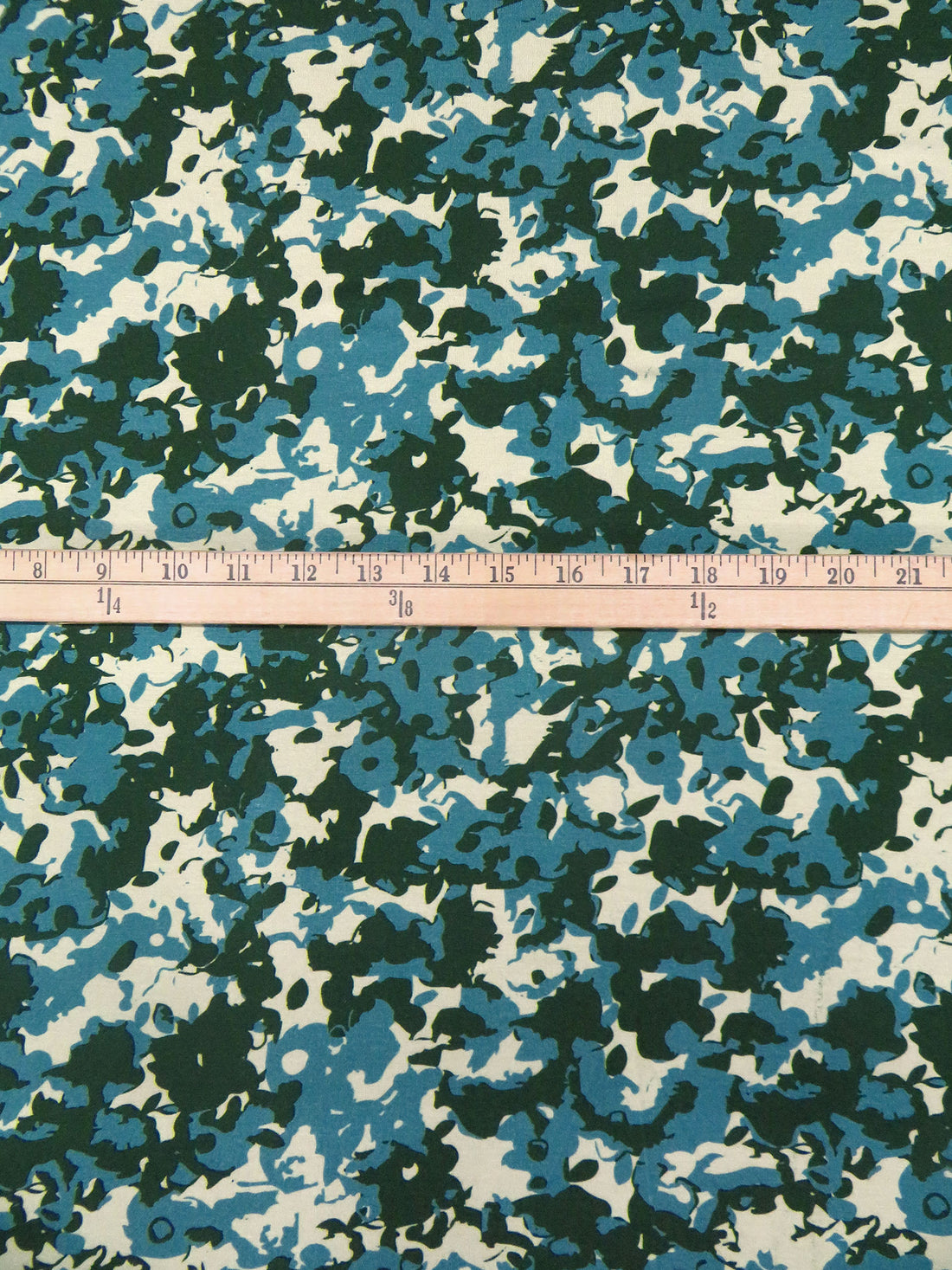 Teal Blue/Very Deep Green/Beige Modal/Lycra Abstract Print Jersey Knit 56W