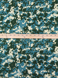 Teal Blue/Very Deep Green/Beige Modal/Lycra Abstract Print Jersey Knit 56W