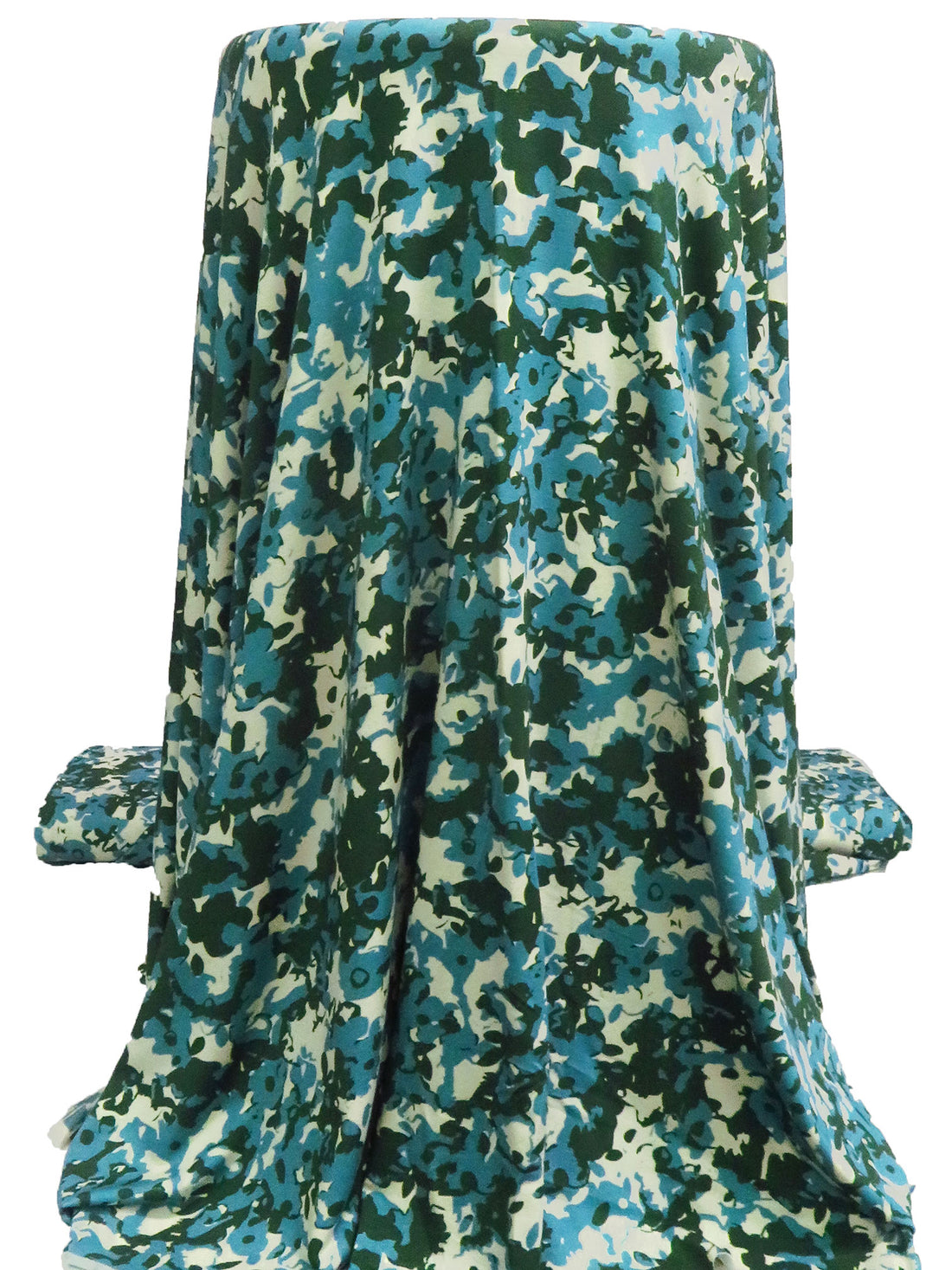 Teal Blue/Very Deep Green/Beige Modal/Lycra Abstract Print Jersey Knit 56W