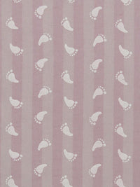 Lilac/Shadow Lavender/White 100% Rayon Footstep Print On Vertical Stripe Washed-Look Voile - Imported From Spain - 58W