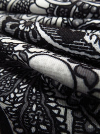 Medium Gray/Black/White/Multi Polyester/Lycra Paisley Print Jersey Knit 56W