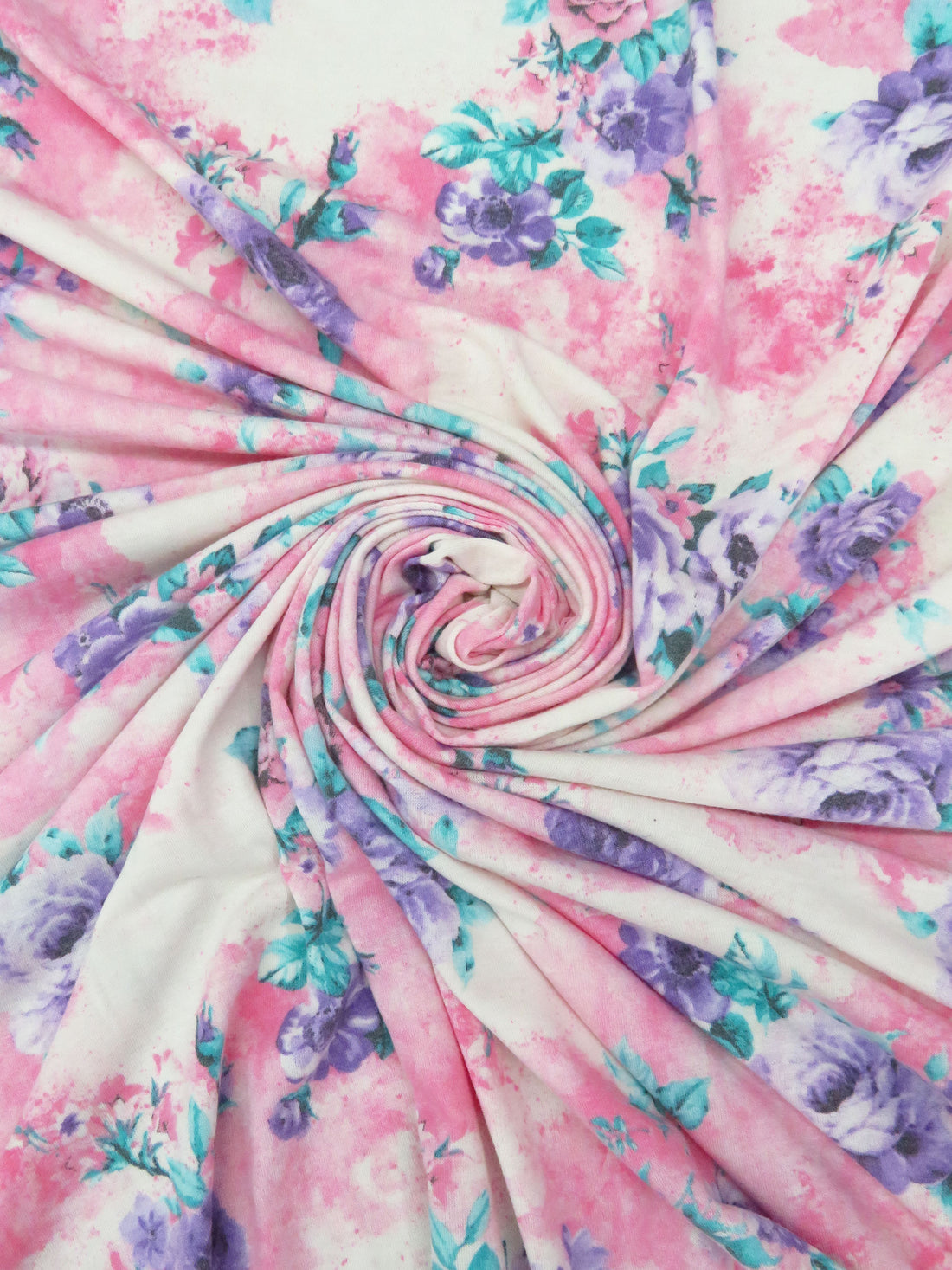 Flamingo Pink/White/Wisteria/Multi Polyester/Lycra Floral Print Jersey Knit 56W