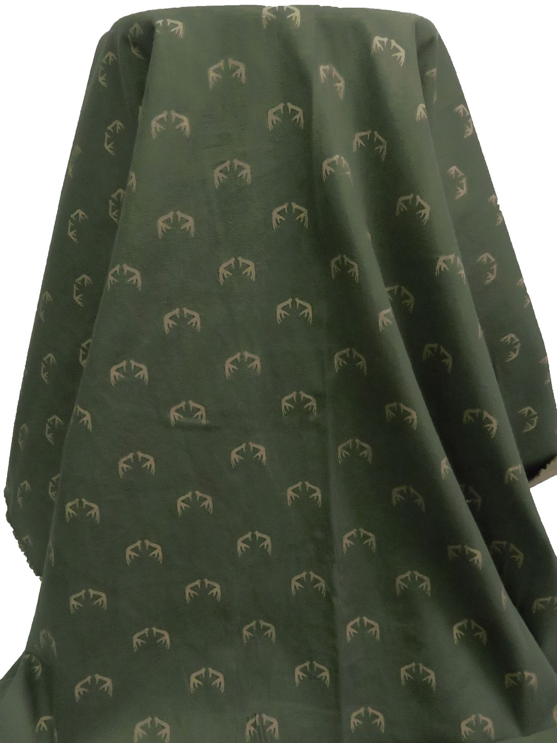 Rifle Green/Tan 100% Cotton Deer Antler Print Flannel Shirting 53W