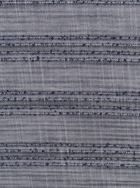 Denim Blue/Off-White/Silver Cotton/Linen/Polyester Horizontal Novelty Stripe Voile - NY Designer - 58W