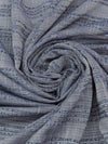 Denim Blue/Off-White/Silver Cotton/Linen/Polyester Horizontal Novelty Stripe Voile - NY Designer - 58W