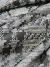 Heathered Gray/Muted Black/Metallic Brass Polyester/Lycra Plaid Foil Print Heathered Knit 54W