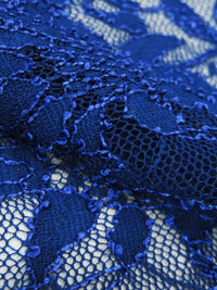 Deep Sapphire Nylon/Lycra Floral Curly Corded Stretch Lace - NY Designer - 58W