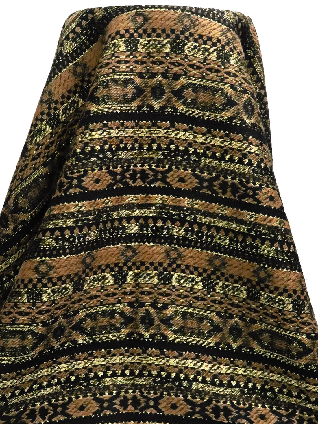 Black/Gold/Clay Brown/Multi 100% Polyester Metallic Tribal Horizontal Stripe Weave Coating 50W