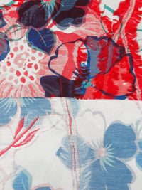 Off-White/Dark Navy/Crimson/Multi 100% Polyester Eyelash Look Large Floral Weave Jacquard 59W