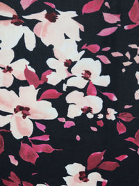 Midnight Navy/Pale Pink/Fuchsia Rose/Multi 100% Polyester Floral Print Chiffon - NY Designer - 60W