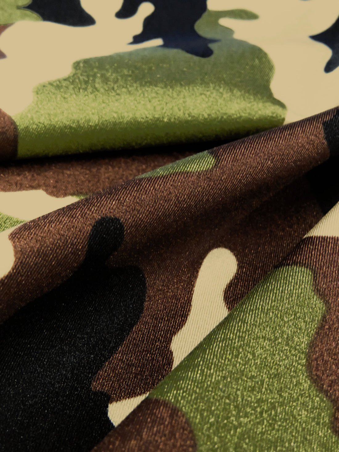 Forest Green/Cream/Chocolate/Multi Nylon/Lycra Camouflage Print Swim/Activewear Knit 59W