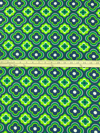 Shamrock Green/French Lime/Dark Cerulean/Multi Cotton/Lycra Retro Floral Print Stretch Twill - NY Designer - 56W