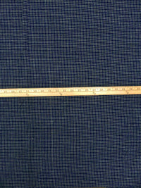 Navy Blue/Black/White 100% Cotton Yarn-Dyed Plaid Shirting - Imported From Japan - 45W