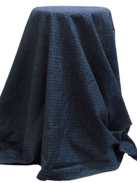 Navy Blue/Black/White 100% Cotton Yarn-Dyed Plaid Shirting - Imported From Japan - 45W