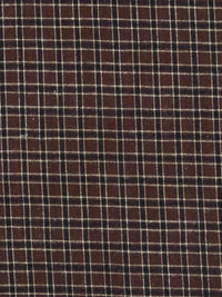 Brown/Black/Off White 100% Cotton Yarn-Dyed Plaid Shirting - Imported From Japan - 45W