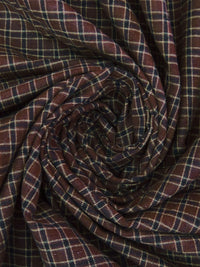 Brown/Black/Off White 100% Cotton Yarn-Dyed Plaid Shirting - Imported From Japan - 45W