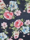 Navy Blue/Cherry Pink/Sage Green/Multi 100% Polyester Large Floral Print Chiffon - NY Designer - 60W